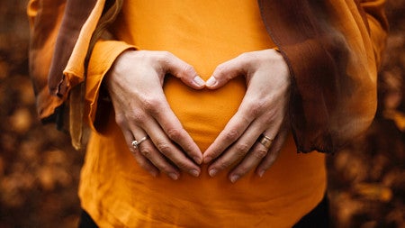 pregnant heart pose